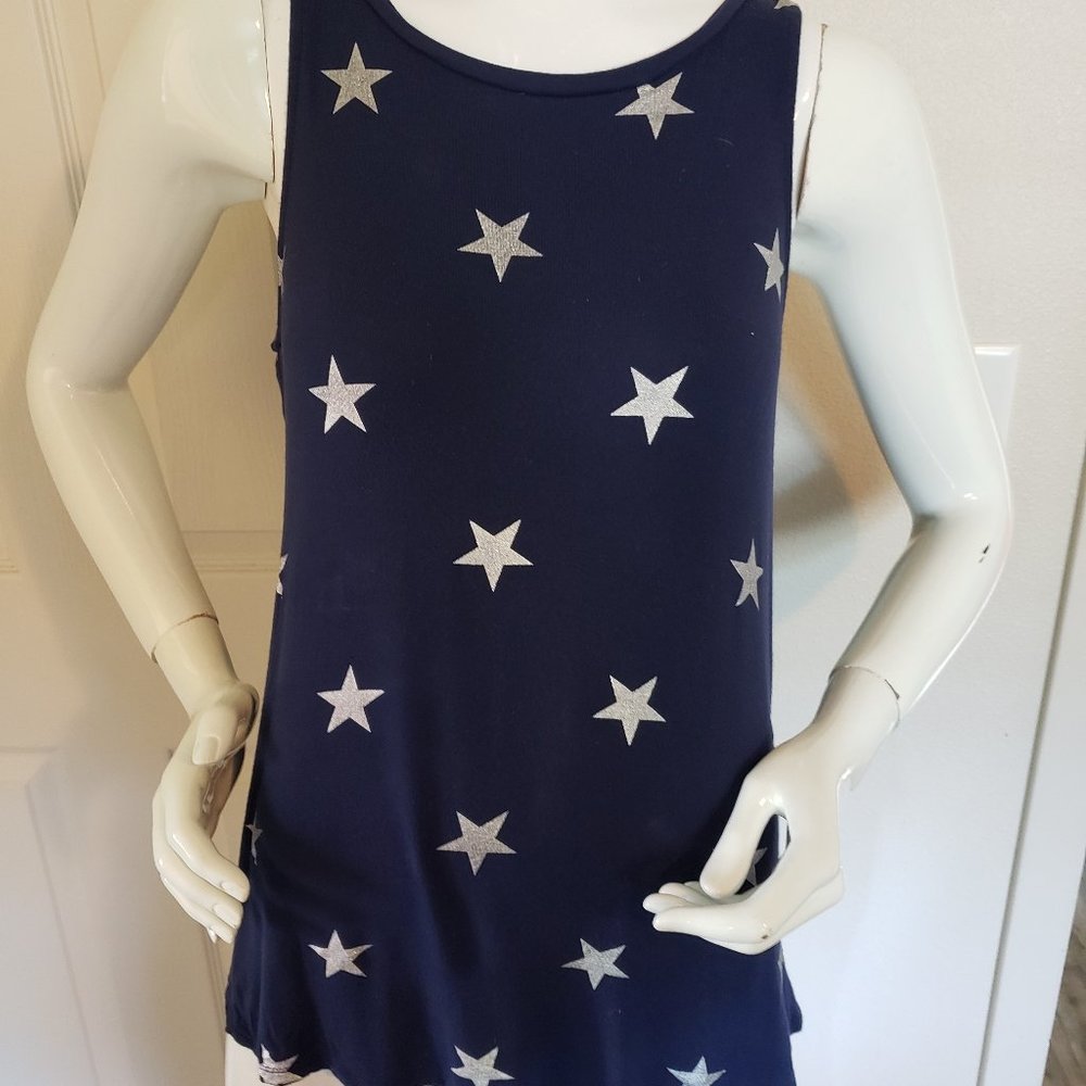SMALL OLD NAVY TANK BLUE W/ SILVER STARS